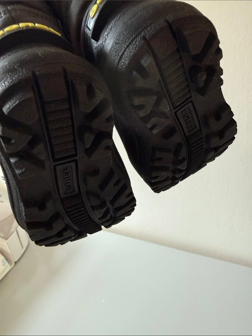 Sorel Kids Black Snow Boots with Yellow Logo